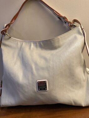 Dooney & Bourke Cream Shoulder Hobo with Tan Braided Handle